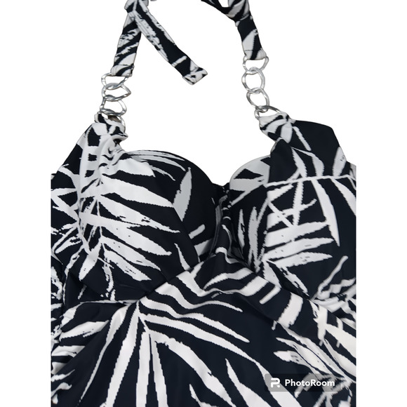 Marilyn Monroe Tummy Control Slimming Underwire Bra Cups Halter Swim One Piece M - Picture 3 of 8